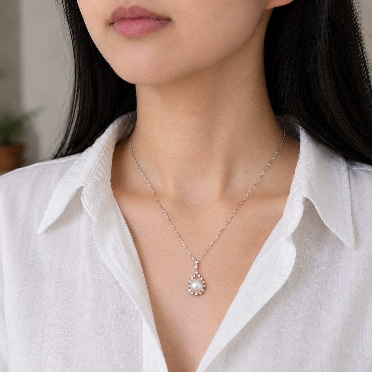 Collier Goutte — Perle d'eau douce 9–10 mm