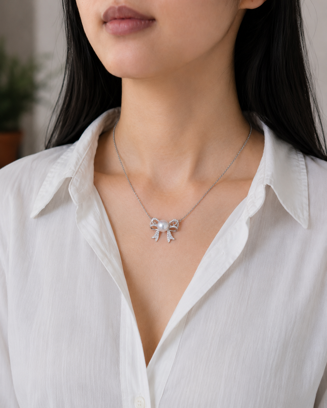 Collier Nœud — Perle d'eau douce 8–9 mm