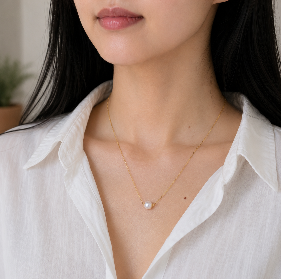 Collier Solitaire — Perle 8–9 mm
